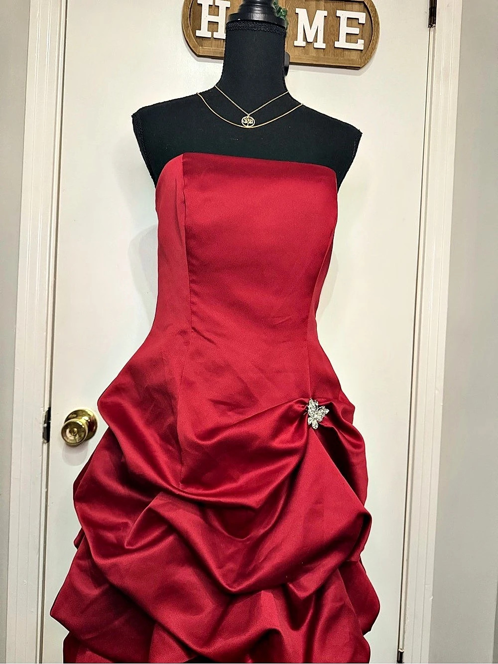 Bari Jay Strapless Ruffled Mini Dress in Red Size 10